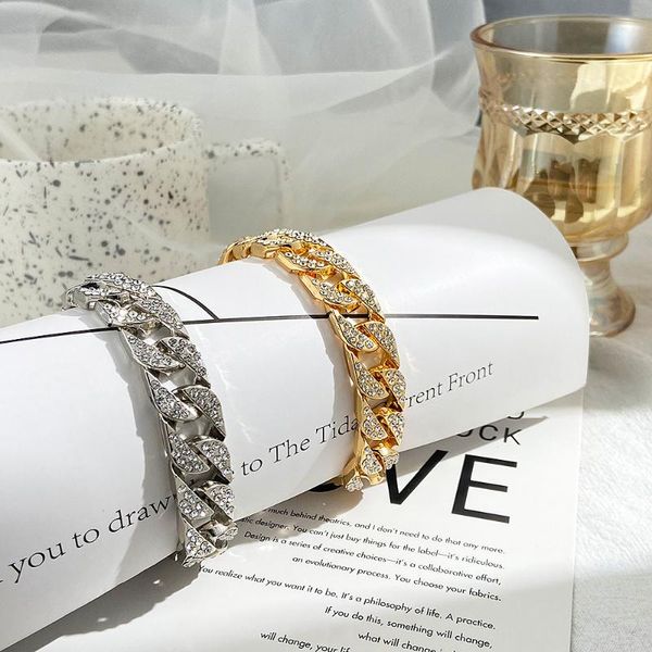 link, chain luxury fashion rhinestone bracelet women men hiphop cuban link bracelets simple design gold silver color jewelry gifts, Black
link, chain luxury fashion rhinestone bracelet women men hiphop cuban link bracelets simple design gold silver color jewelry gifts, Black