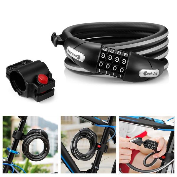 bike locks 1.5m combination lock cable chain 4 digit password coiling re-settable rear light reflective tape bracket
bike locks 1.5m combination lock cable chain 4 digit password coiling re-settable rear light reflective tape bracket