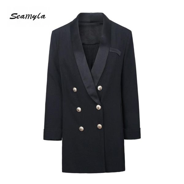 women's suits & blazers seamyla 2021 est autumn women long sleeve notched double breasted runway jacket blazer fashion outerwea, White;black
women's suits & blazers seamyla 2021 est autumn women long sleeve notched double breasted runway jacket blazer fashion outerwea, White;black