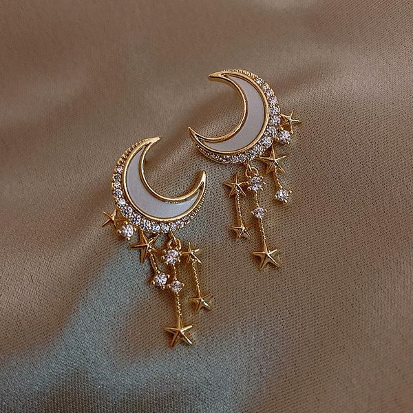 hoop & huggie women stud earrings moon stars pendant gold color crystal vintage metal dangle for girlfriend jewelry accessories, Golden;silver
hoop & huggie women stud earrings moon stars pendant gold color crystal vintage metal dangle for girlfriend jewelry accessories, Golden;silver
