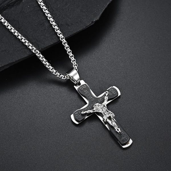 pendant necklaces european and american christian holy father jesus stainless steel cross necklace, Silver
pendant necklaces european and american christian holy father jesus stainless steel cross necklace, Silver
