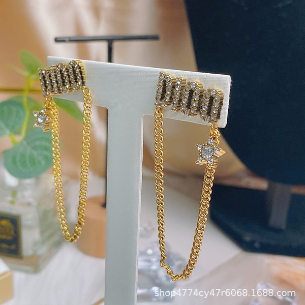 d family letter diamond fashion with chain tassel earrings 925 sier needles63tw, Black
d family letter diamond fashion with chain tassel earrings 925 sier needles63tw, Black