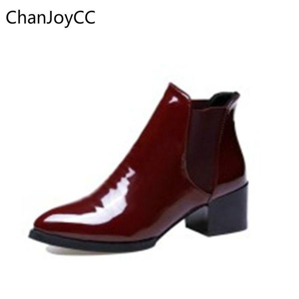 boots women's elastic band patent leather pointed toe low-heeled european fashion autumn ladies, Black
boots women's elastic band patent leather pointed toe low-heeled european fashion autumn ladies, Black
