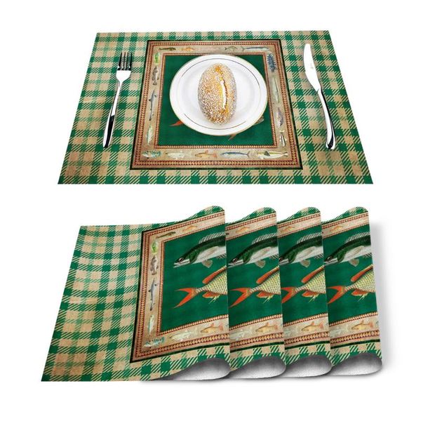 table runner geometric texture fish green plaid retro placemat for dining non-slip and heat-insulating mat decoration
table runner geometric texture fish green plaid retro placemat for dining non-slip and heat-insulating mat decoration