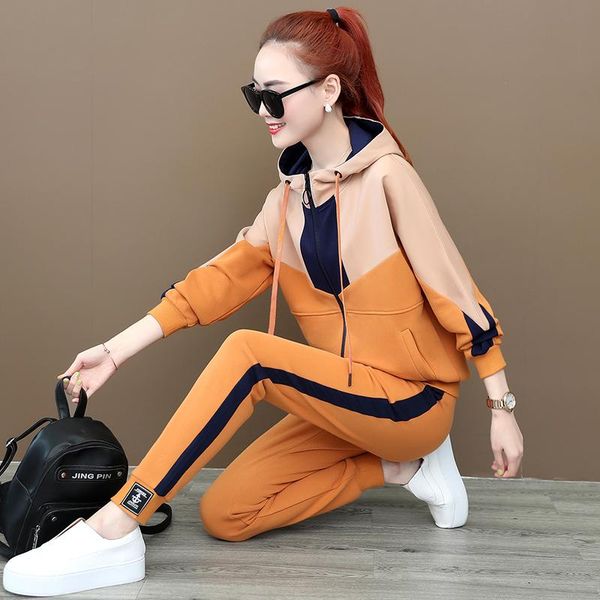 two piece dress contrast color design women tracksuit korean style hooded sweatshirt coat + long pants 2 set for woman sport suit, White
two piece dress contrast color design women tracksuit korean style hooded sweatshirt coat + long pants 2 set for woman sport suit, White