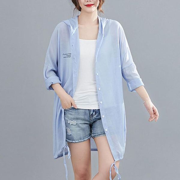 women's jackets johnature 2021 casual loose long sunscreen letter print coats summer korean hooded collar single-breasted women, Black;brown
women's jackets johnature 2021 casual loose long sunscreen letter print coats summer korean hooded collar single-breasted women, Black;brown