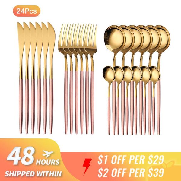 dinnerware sets stainless steel pink gold 24pcs high-end tableware set kitchen tools dessert spoon coffee steak knife fruit fork cutlery
dinnerware sets stainless steel pink gold 24pcs high-end tableware set kitchen tools dessert spoon coffee steak knife fruit fork cutlery