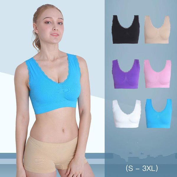 gym clothing plus size sports bra lace yoga crop fitness bras padded seamless push up for women sport, White;black
gym clothing plus size sports bra lace yoga crop fitness bras padded seamless push up for women sport, White;black