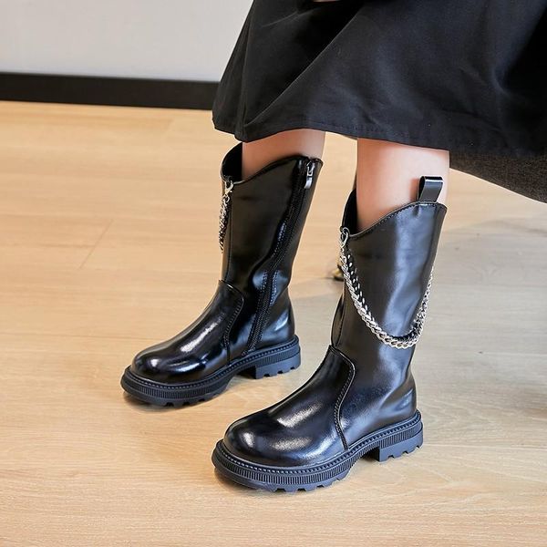 boots girl' long black metal chain elegant fashion all-match round toe knee-high autumn chidren shoes 27-37 kids western boot, Black;grey
boots girl' long black metal chain elegant fashion all-match round toe knee-high autumn chidren shoes 27-37 kids western boot, Black;grey