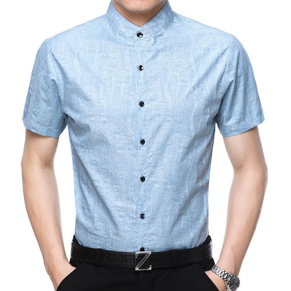 gray father shirt men shirts 2021 summer stand collar fashion chemise homme mens dress short sleeve male men's casual, White;black
