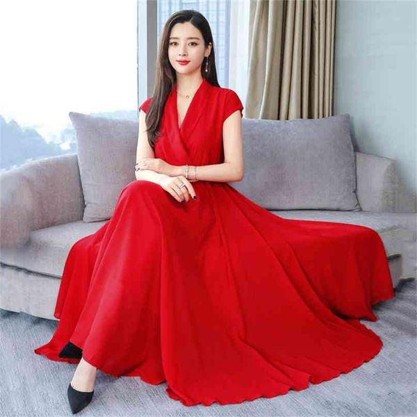 summer dress women red 6 colors chiffon beach maxi es 19 korean fashion v neck loose slim plus size vestido lr235 210531, Black;gray
summer dress women red 6 colors chiffon beach maxi es 19 korean fashion v neck loose slim plus size vestido lr235 210531, Black;gray