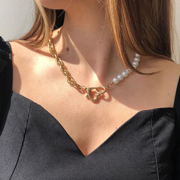chains asymmetric pearls chain necklace for women short choker love heart clasp charm korean fashion girls neck, Silver
chains asymmetric pearls chain necklace for women short choker love heart clasp charm korean fashion girls neck, Silver