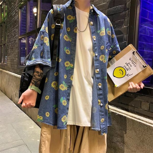 men's casual shirts summer sunflower printing cowboy short sleeve hawaiian denim shirt camisa masculina mens fashion blue 6ju3, White;black
men's casual shirts summer sunflower printing cowboy short sleeve hawaiian denim shirt camisa masculina mens fashion blue 6ju3, White;black