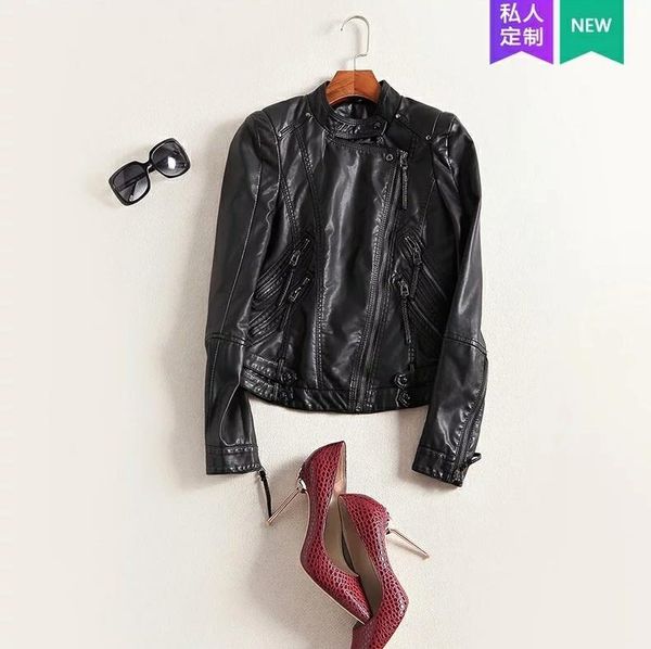 women's leather & faux natural genuine jacket women clothing korean 100% moto real sheepskin coat lw3291, Black
women's leather & faux natural genuine jacket women clothing korean 100% moto real sheepskin coat lw3291, Black