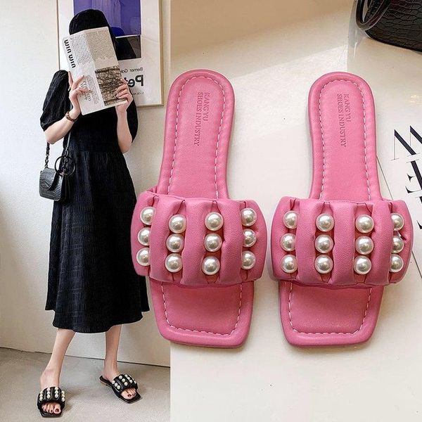 fairy style pearl sandals and slippers for women's outer wear summer personality square head showing feet small beach shoes, Black
fairy style pearl sandals and slippers for women's outer wear summer personality square head showing feet small beach shoes, Black
