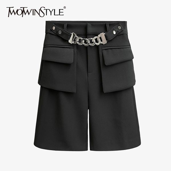 twotwinstyle straight patchwork chain trouser for women high waist casual black knee length wide leg pants female fashion 210517, Black;white
twotwinstyle straight patchwork chain trouser for women high waist casual black knee length wide leg pants female fashion 210517, Black;white