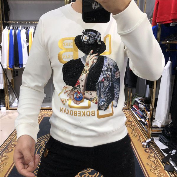 men's t-shirts high-quality fashion beautiful autumn sweater warm printing thin and men's diamond gjat, White;black
men's t-shirts high-quality fashion beautiful autumn sweater warm printing thin and men's diamond gjat, White;black