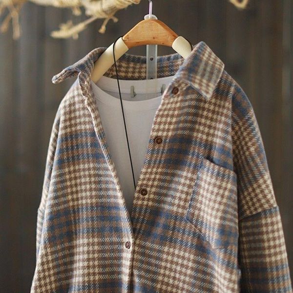spring 2021 women's clothing vintage plaid shirt blouses & shirts women clothes korean fashion overshirt jackets, Black;brown
spring 2021 women's clothing vintage plaid shirt blouses & shirts women clothes korean fashion overshirt jackets, Black;brown