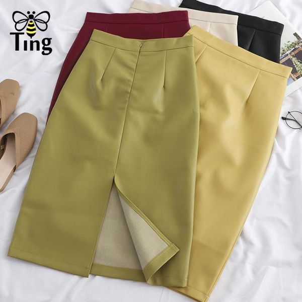 women casual pu leather knee length skirt spring summer office lady pencil candy color streetwear saia 210513, Black
women casual pu leather knee length skirt spring summer office lady pencil candy color streetwear saia 210513, Black