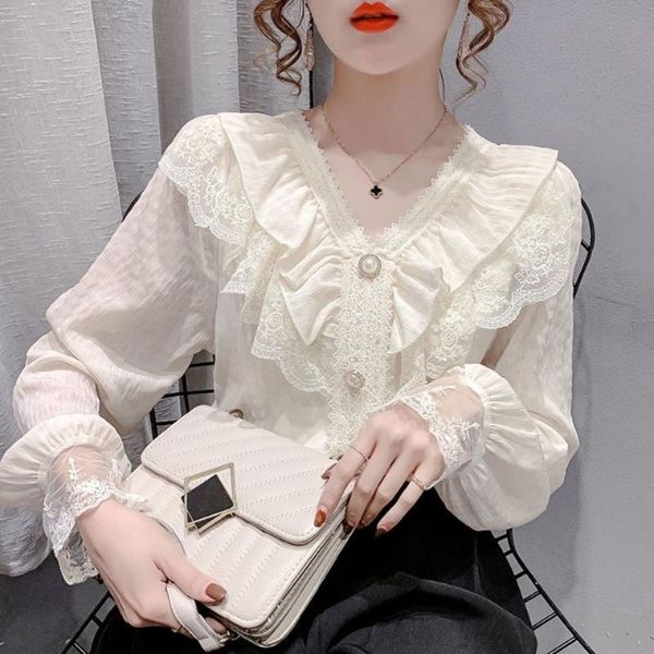 women's blouses & shirts blouse women shirt chiffon for 2021 fashionable long-sleeved lace blusas mujer de moda, White
women's blouses & shirts blouse women shirt chiffon for 2021 fashionable long-sleeved lace blusas mujer de moda, White