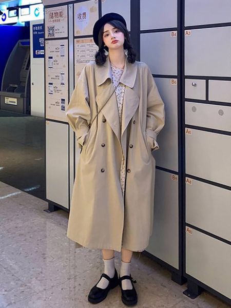 women's trench coats windbreaker autumn and winter clothes korean version loose versatile middle long small temperament coat, Tan;black
women's trench coats windbreaker autumn and winter clothes korean version loose versatile middle long small temperament coat, Tan;black