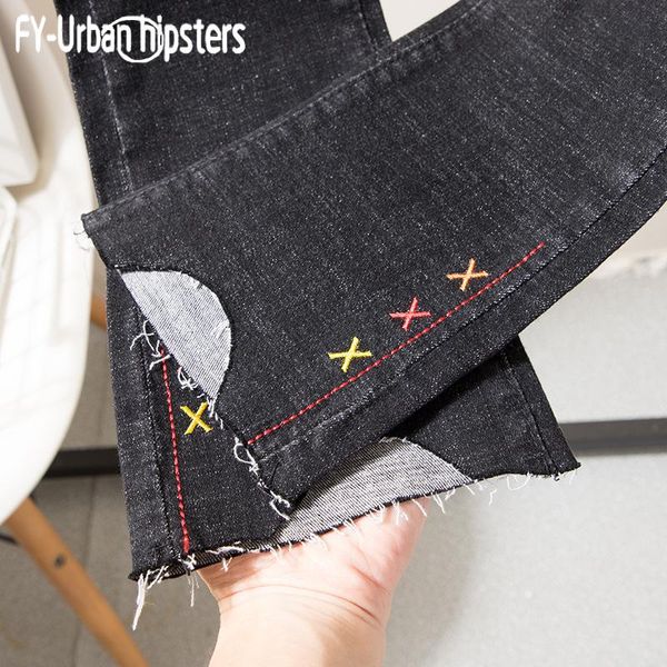 women's jeans elastic flare woman irregular denim pants embroidered casual trouser stretch femme ankle length ripped 2021, Blue
women's jeans elastic flare woman irregular denim pants embroidered casual trouser stretch femme ankle length ripped 2021, Blue