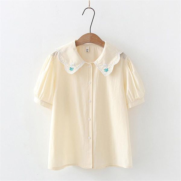 women's blouses & shirts kawaii harajuku summer girls embroidery doll collar short sleeve blouse womens, White
women's blouses & shirts kawaii harajuku summer girls embroidery doll collar short sleeve blouse womens, White