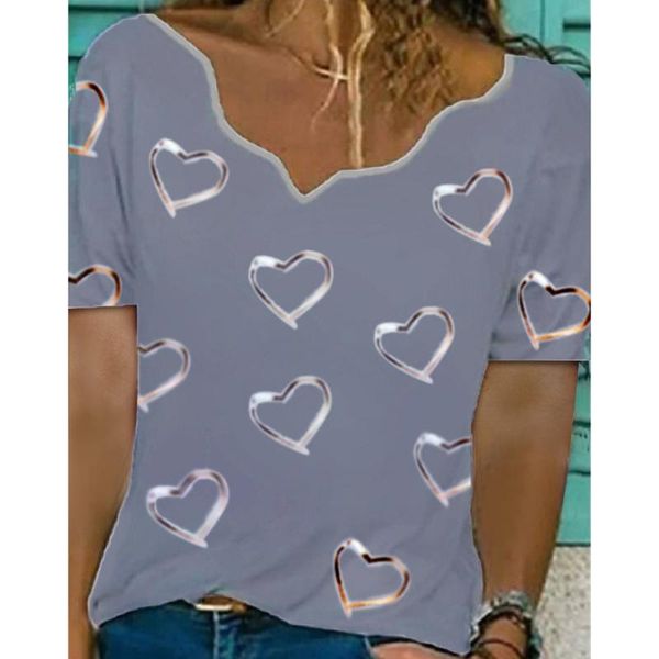 women's blouses & shirts hearts print women blouse asymmetrical neck short sleeve pullover summer elegant ladies blusas, White
women's blouses & shirts hearts print women blouse asymmetrical neck short sleeve pullover summer elegant ladies blusas, White