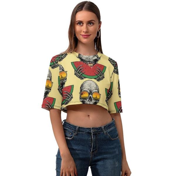 women's t-shirt watermelon crop t shirt print ladies simple casual short sleeve o neck polyester tshirt, White
women's t-shirt watermelon crop t shirt print ladies simple casual short sleeve o neck polyester tshirt, White