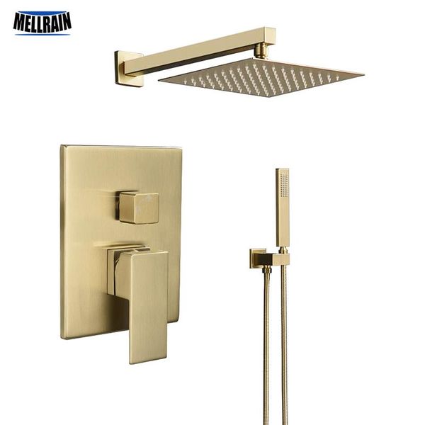 brushed gold bathroom shower set square style wall mount bath faucet with rain head 8,10,12 inch sets
brushed gold bathroom shower set square style wall mount bath faucet with rain head 8,10,12 inch sets