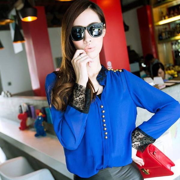 women's fashion lace long sleeve chiffon t-shirt casual blouse blouses & shirts, White
women's fashion lace long sleeve chiffon t-shirt casual blouse blouses & shirts, White