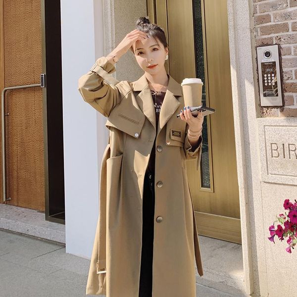 women's trench coats spring autumn khaki coat for women vintage elegant loose casual belted single breasted long black windbreaker cloa, Tan;black
women's trench coats spring autumn khaki coat for women vintage elegant loose casual belted single breasted long black windbreaker cloa, Tan;black