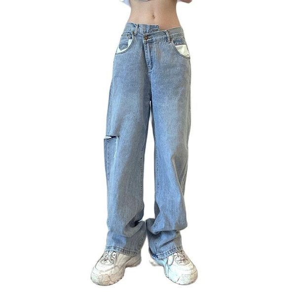 women's jeans 2021 summer ripped women boyfriend hole cross slanted high waist cotton patchwork loose casual wide leg pants jean woman, Blue
women's jeans 2021 summer ripped women boyfriend hole cross slanted high waist cotton patchwork loose casual wide leg pants jean woman, Blue
