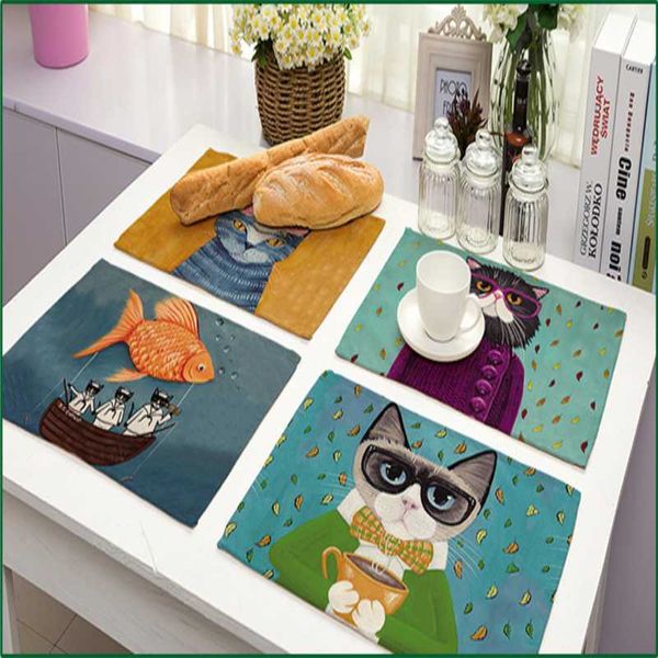 mats & pads 4 pieces placemats for table el cotton linen cute little cat rectangle 43*32cm
mats & pads 4 pieces placemats for table el cotton linen cute little cat rectangle 43*32cm