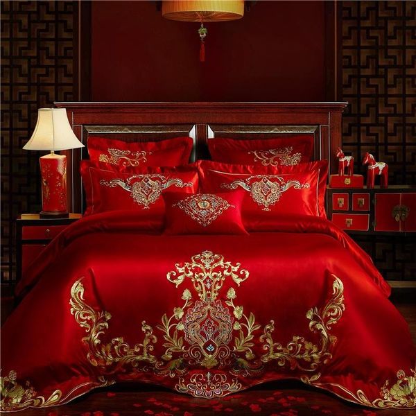 bedding sets luxury chic embroidery traditional red wedding set king 100%cotton soft duvet cover bedspread/bed sheet pillowcase
bedding sets luxury chic embroidery traditional red wedding set king 100%cotton soft duvet cover bedspread/bed sheet pillowcase