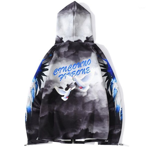 men's jackets autumn men hip hop jacket streetwear fashion sky gradient flying pigeon digital print cardigan zipper hooded coat outwear, Black;brown
men's jackets autumn men hip hop jacket streetwear fashion sky gradient flying pigeon digital print cardigan zipper hooded coat outwear, Black;brown