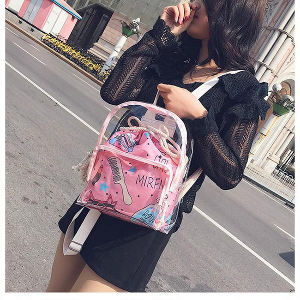 backpack 2021 transparent pink graffiti drawstring plastic bag menderya japan and south korea small fresh large capacity
backpack 2021 transparent pink graffiti drawstring plastic bag menderya japan and south korea small fresh large capacity