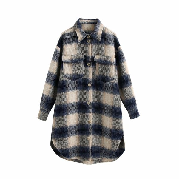 fashion plaid women long shirts autumn casual pockets ladies blouses loose button-fly wool coats girls chic shirt 210430, White
fashion plaid women long shirts autumn casual pockets ladies blouses loose button-fly wool coats girls chic shirt 210430, White