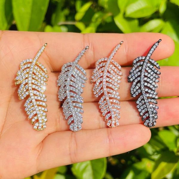 charms 5pcs cz pave feather pendant for women bracelet necklace earring making handmade jewelry accessories wholesale, Bronze;silver
charms 5pcs cz pave feather pendant for women bracelet necklace earring making handmade jewelry accessories wholesale, Bronze;silver