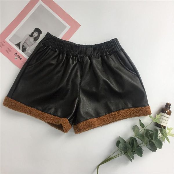women's shorts autumn winter pu leather women high waist black fashion flare short feminino casual pants, White;black
women's shorts autumn winter pu leather women high waist black fashion flare short feminino casual pants, White;black