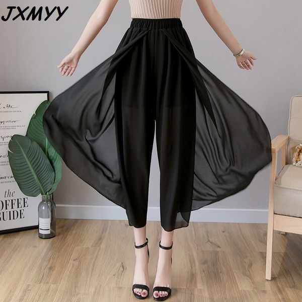 high waist casual hakama women's summer thin loose chiffon wide-leg drape and elegant nine-point straight pants jxmyy 210412, Black;white
high waist casual hakama women's summer thin loose chiffon wide-leg drape and elegant nine-point straight pants jxmyy 210412, Black;white
