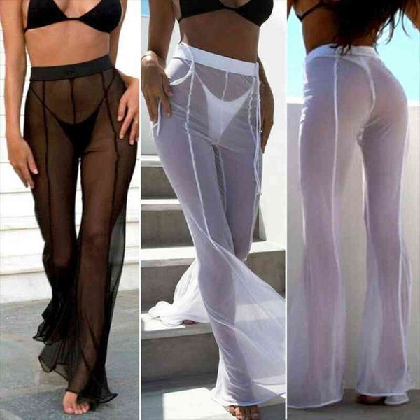 ruffle beach mesh womens pant sheer wide leg transparent see through sea holiday cover up bikini trouser, Black;white
ruffle beach mesh womens pant sheer wide leg transparent see through sea holiday cover up bikini trouser, Black;white