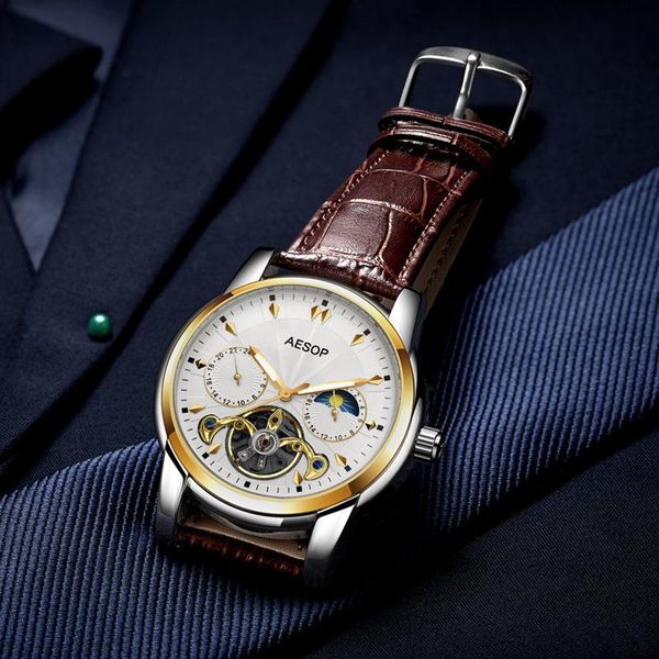 wristwatches aesop luxury men's watch business casual mechanical waterproof 30m luminous small three hands reloj de hombre, Slivery;brown
wristwatches aesop luxury men's watch business casual mechanical waterproof 30m luminous small three hands reloj de hombre, Slivery;brown