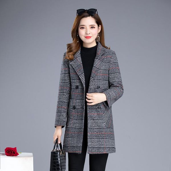 women's wool & blends 2021 winter women casual jacket plaid trench coat elegant slim thick outerwear cardigan female cashmere overcoat, Black
women's wool & blends 2021 winter women casual jacket plaid trench coat elegant slim thick outerwear cardigan female cashmere overcoat, Black