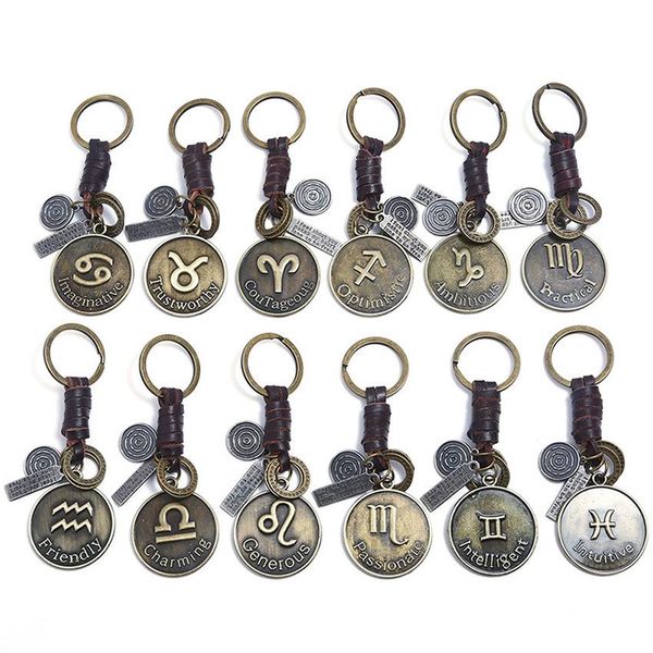 retro bronze disc constell keyring 12 horoscope keychain leather weave bag hangs holder rings for women men fashion jewelry, Slivery;golden
retro bronze disc constell keyring 12 horoscope keychain leather weave bag hangs holder rings for women men fashion jewelry, Slivery;golden