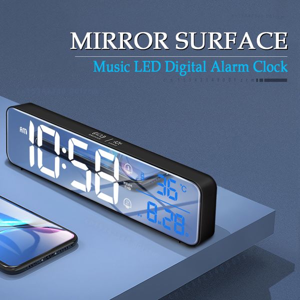 Music ED Digita Aarm Cock Temperature Date Dispay Desktop Mirror Cocks Home Tabe Decoration Eectronic Cock 2000 mAh
Music ED Digita Aarm Cock Temperature Date Dispay Desktop Mirror Cocks Home Tabe Decoration Eectronic Cock 2000 mAh