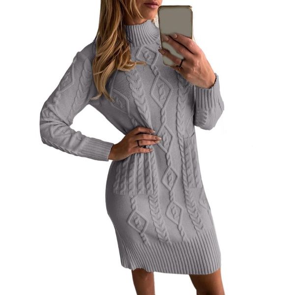 casual dresses 40gc women long sleeve turtleneck solid color cable knit slim fit midi sweat dress, Black;gray
casual dresses 40gc women long sleeve turtleneck solid color cable knit slim fit midi sweat dress, Black;gray