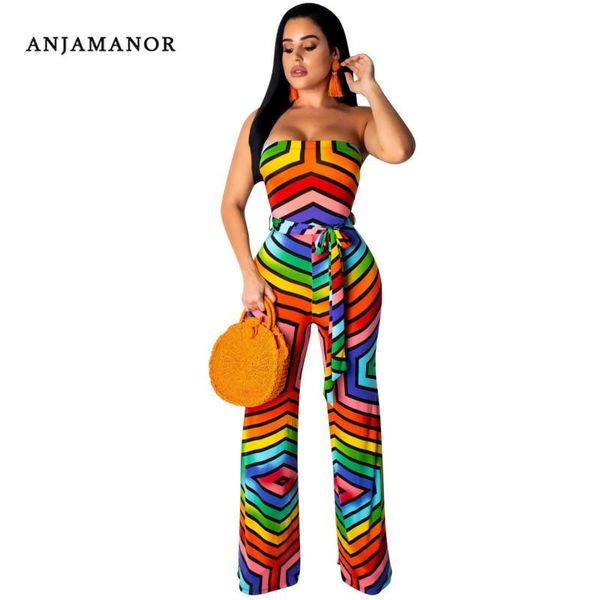 women's jumpsuits & rompers anjamanor geometric rainbow print jumpsuit strapless wide leg pants summer beach outfits for woman d89-ae38, Black;white
women's jumpsuits & rompers anjamanor geometric rainbow print jumpsuit strapless wide leg pants summer beach outfits for woman d89-ae38, Black;white