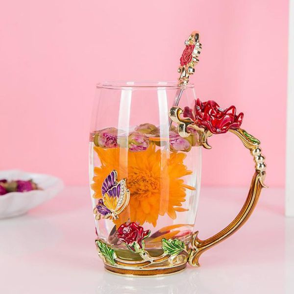 mugs rose enamel crystal tea cup coffee mug heat resistant butterfly painted flower water cups clear glass with spoon drinkware
mugs rose enamel crystal tea cup coffee mug heat resistant butterfly painted flower water cups clear glass with spoon drinkware