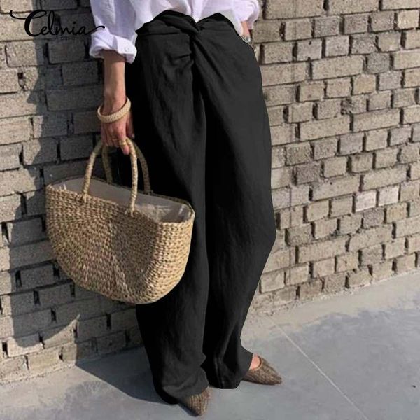 women's pants & capris vintage linen celmia women casual knotted wide leg elastic high waist loose pockets pantalon femme solid trouser, Black;white
women's pants & capris vintage linen celmia women casual knotted wide leg elastic high waist loose pockets pantalon femme solid trouser, Black;white